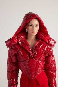 Aida — Red Puffer Hooded Jacket, alternate view 3