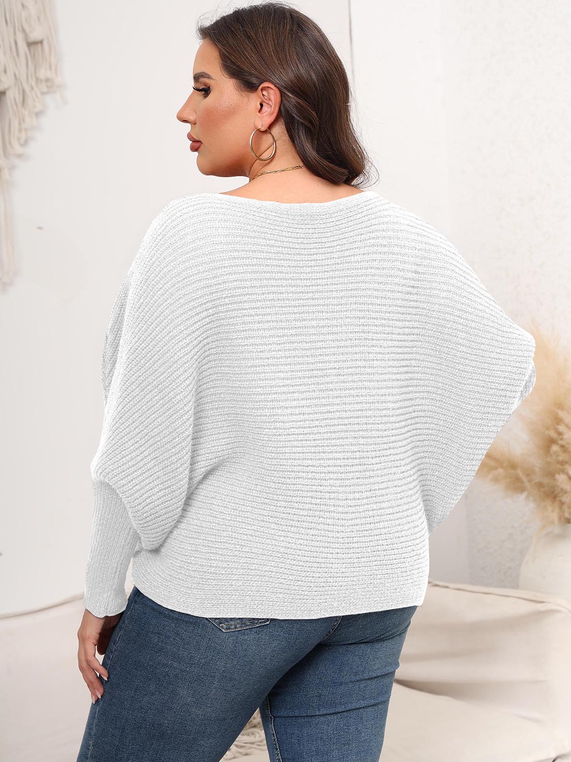 Sage Moreau — Full Size Boat Neck Batwing Sleeve Sweater, alternate view 7