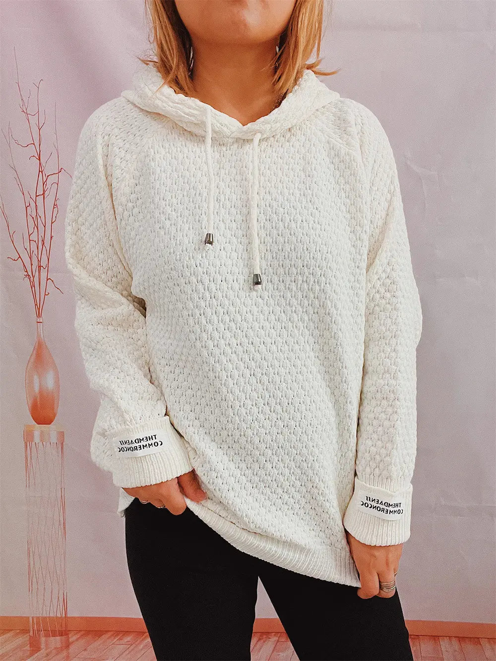 Fable Delacroix — Drawstring Long Sleeve Hooded Sweater, alternate view 16