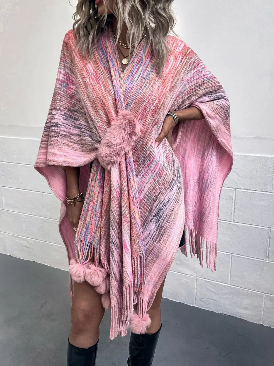 Winter Versailles — Heathered Fringe Hem Poncho