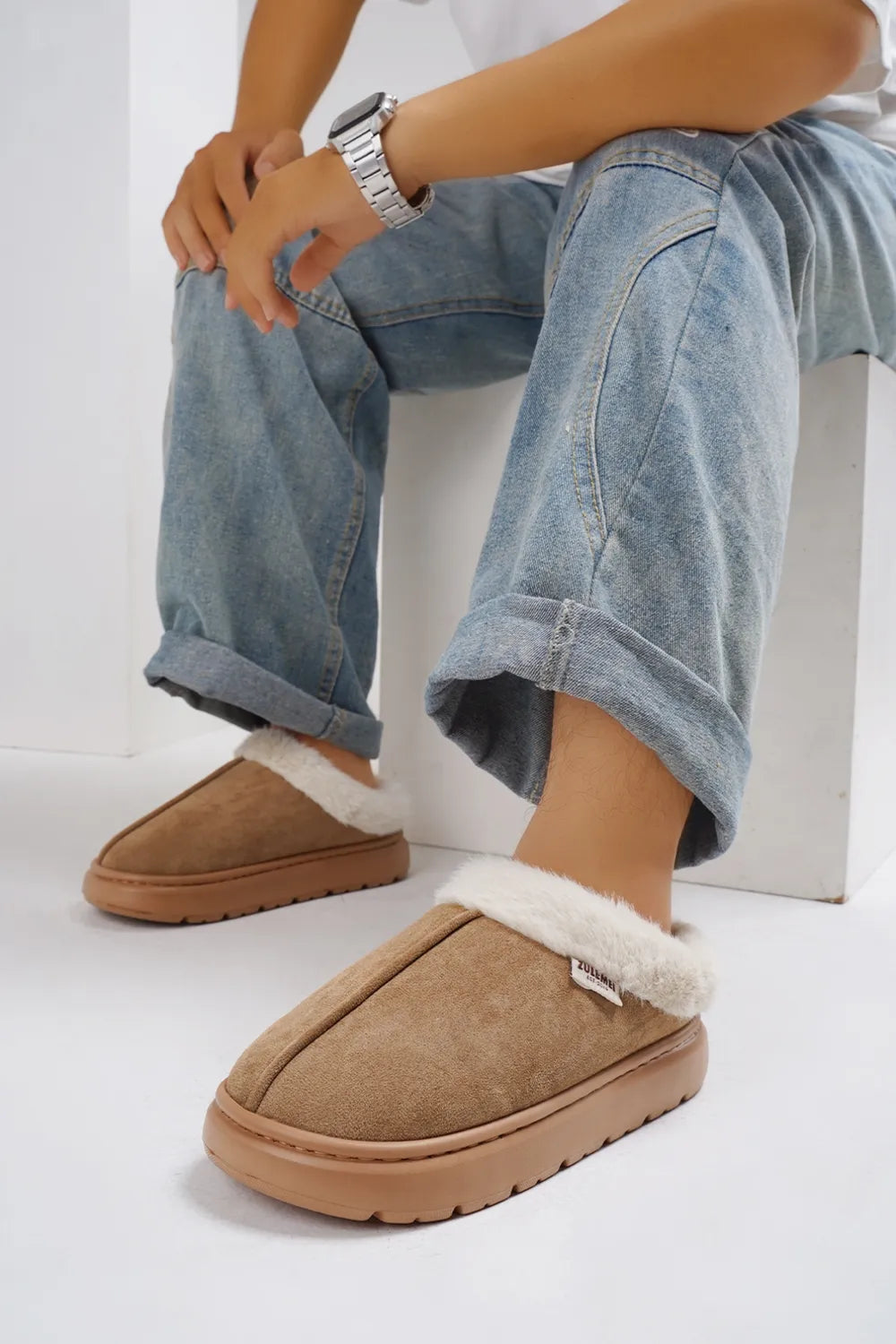 Blaise Allegra — Furry Round Toe Platform Slippers Fashion Footwear, alternate view 3
