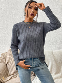Blaise Delacroix — Round Neck Ribbed Raglan Sleeve Sweater