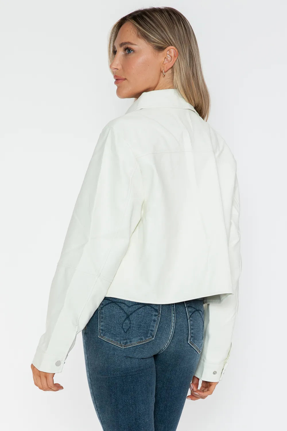 Ocean Rosetti — Snobbish Snap Down Long Sleeve PU Leather Jacket, alternate view 11