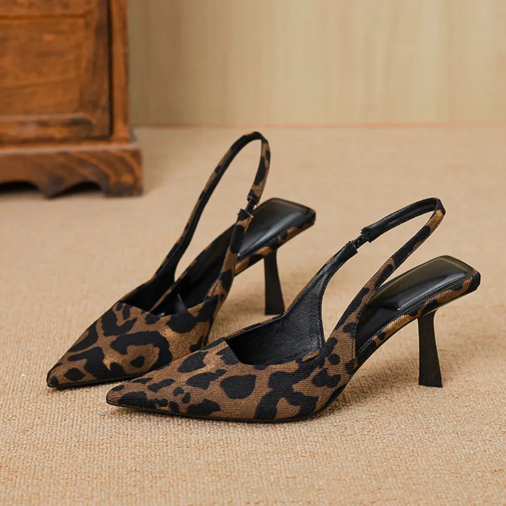 Sage Sorrento — Leopard Point Toe Slingback Pumps Leopard Fashion Footwear
