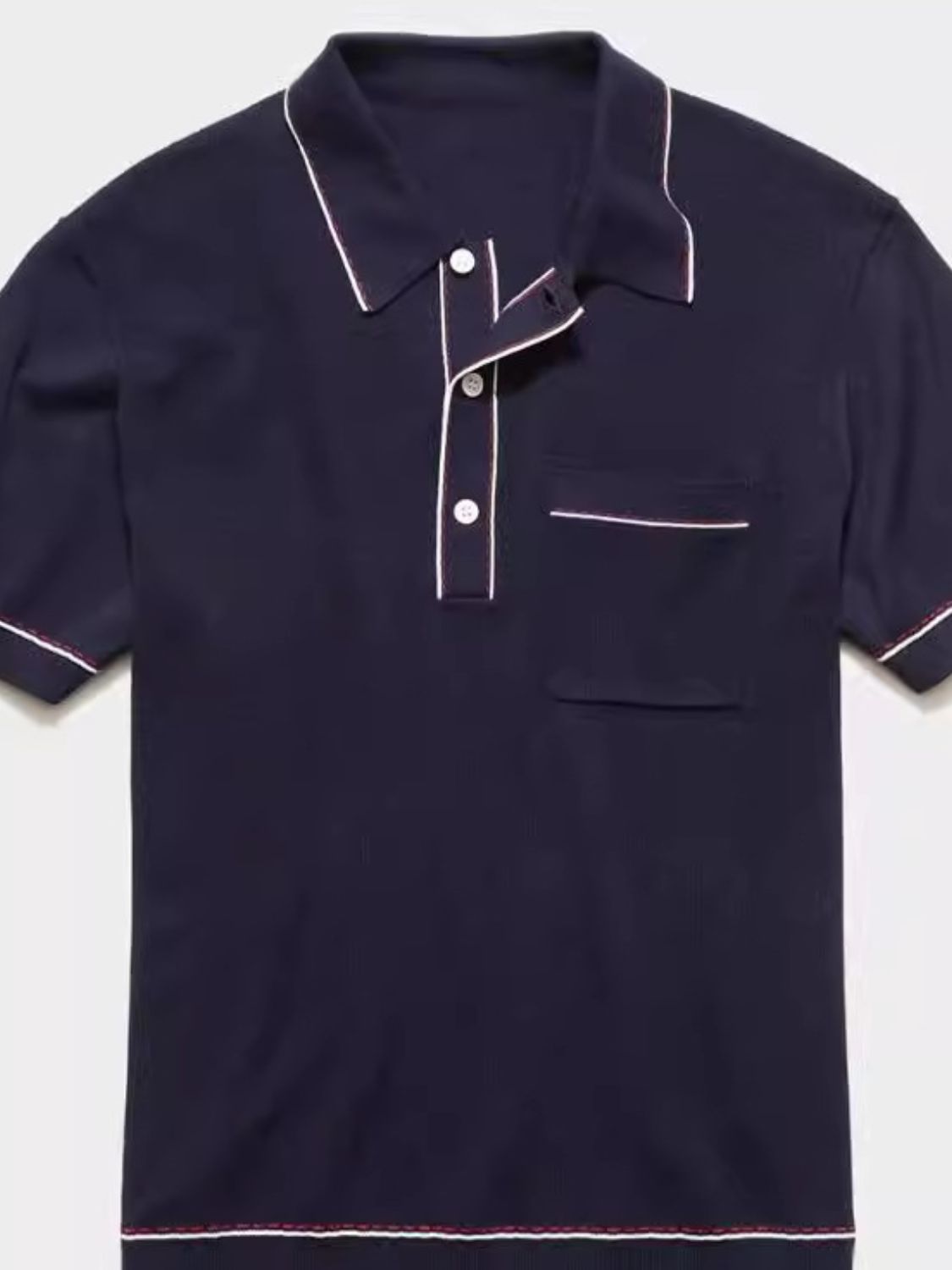 Stefan — Men's Plus Size Button Detail Short Sleeve Polo Navy Men's Tailored Shorts, alternate view 3
