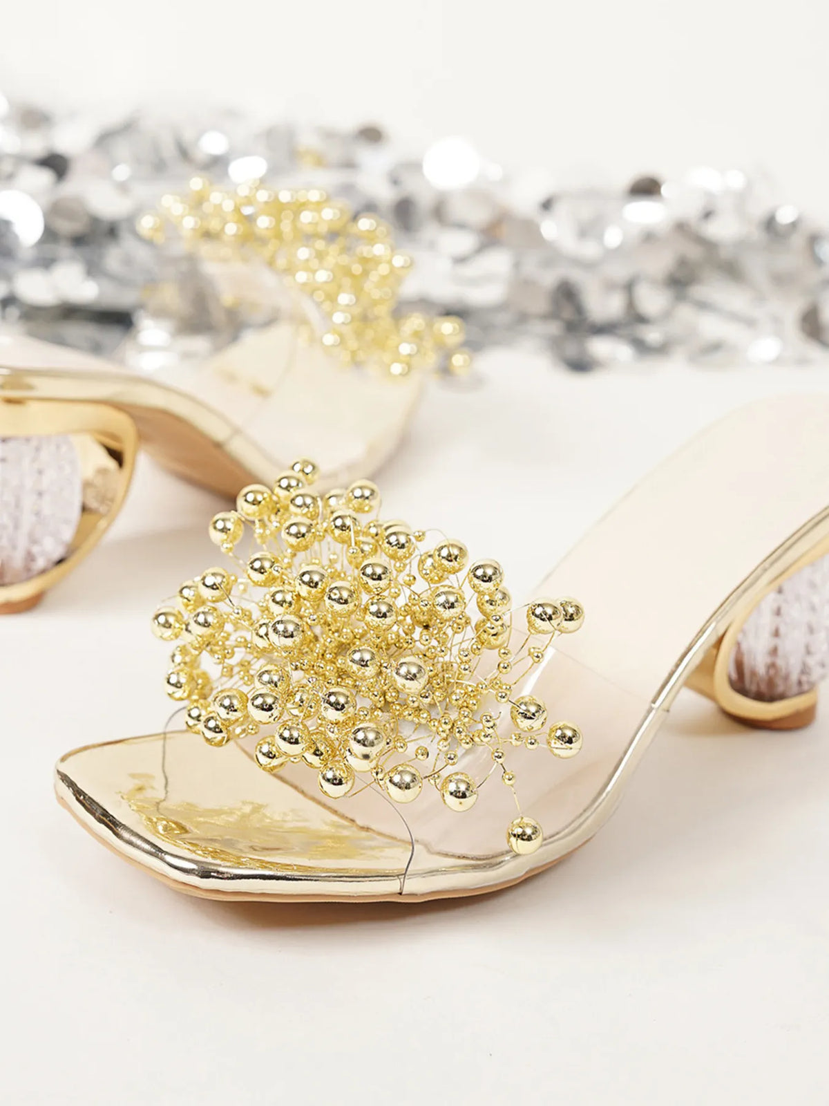 Hollis Fiorenza — Pearl Embellished Clear Strap Sandals Fashion Footwear, alternate view 2