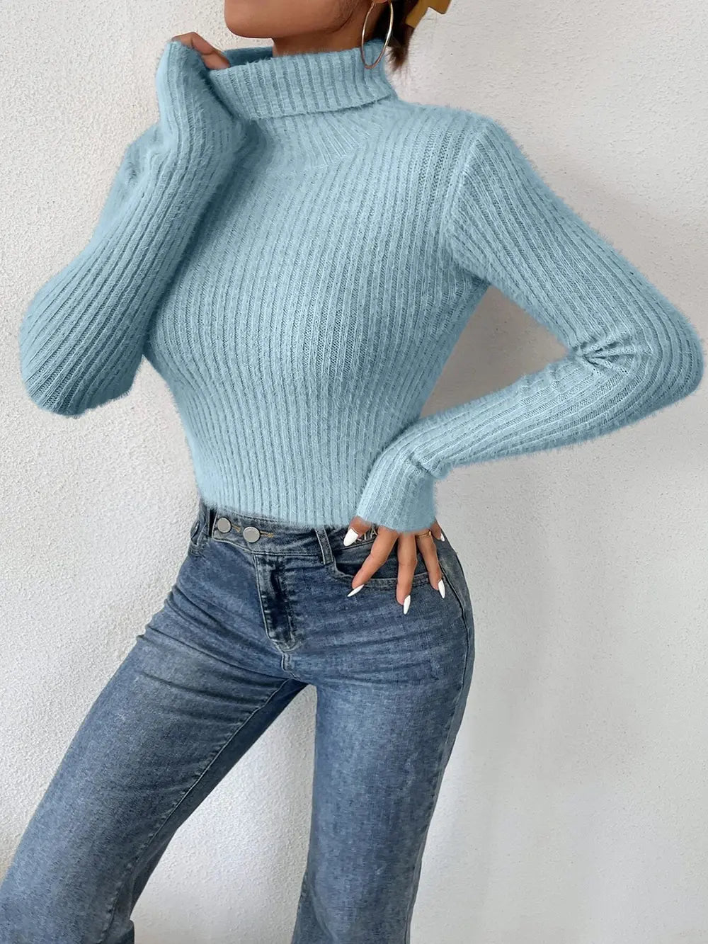 Harbor Fontaine — Ribbed Turtleneck Long Sleeve Sweater, alternate view 19