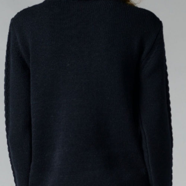 Cable-Knit Turtleneck Long Sleeve Sweater