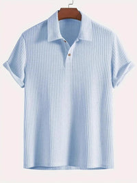 Evander Beaumont — Men's Waffle-Knit Collared Neck Short Sleeve Polo Men's Tailored Shorts, alternate view 4