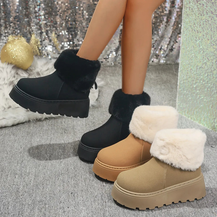 Ciel Marino — Round Toe Platform Boots Fashion Footwear