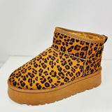 WILD DIVA Leopard Suede Round Toe Platform Booties - Opulent Empire
