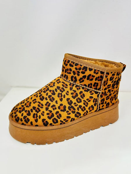 WILD DIVA Leopard Suede Round Toe Platform Booties - Opulent Empire