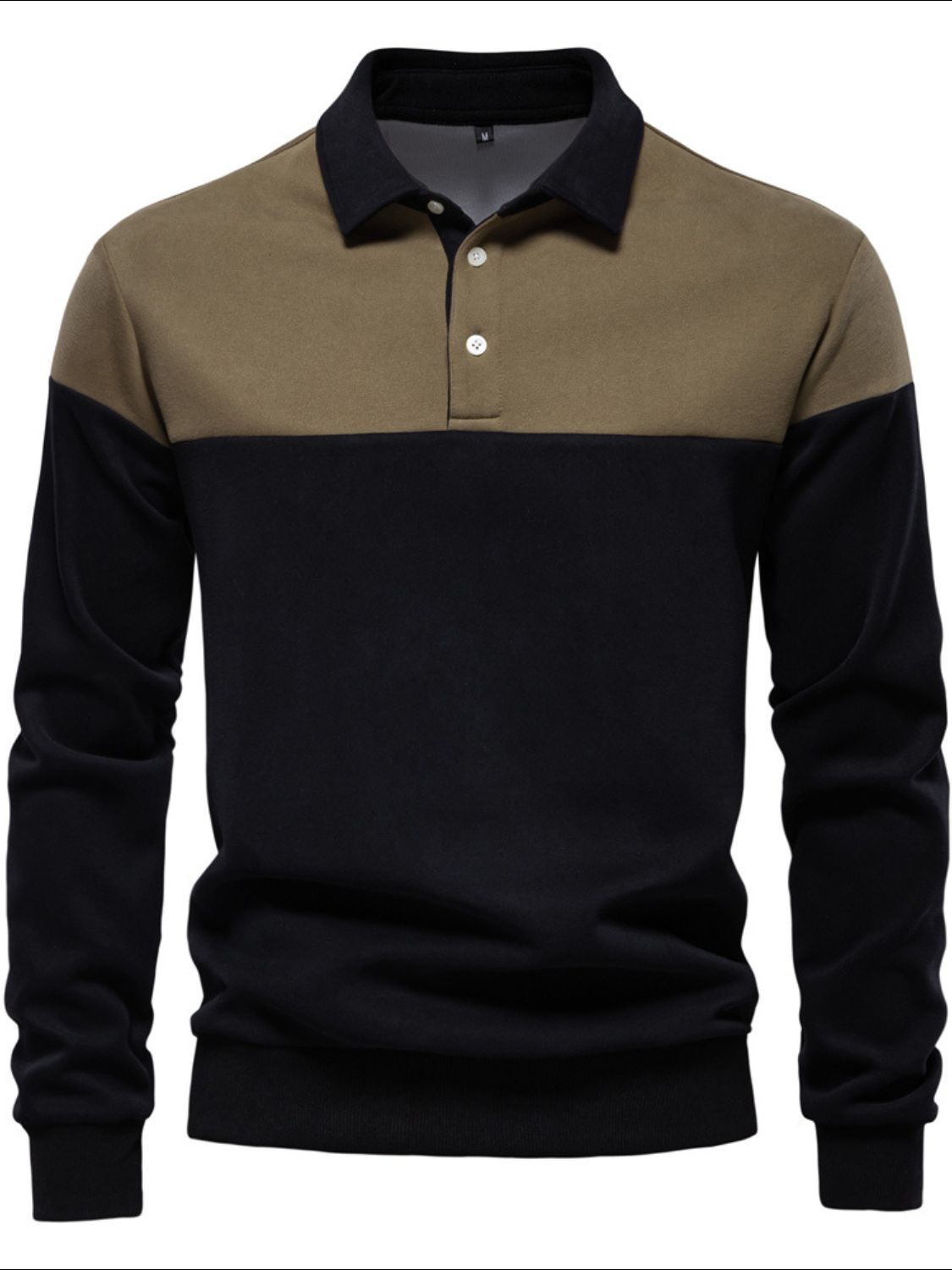 Silas — Men's Collared Neck Contrast Long Sleeve Polo, alternate view 5
