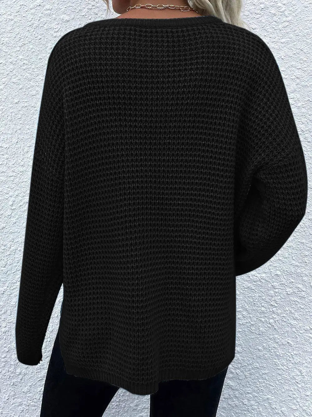 Indigo Rousseau — Notched Long Sleeve Sweater, alternate view 6