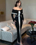 Stripes High Slit Bandage Maxi Dress