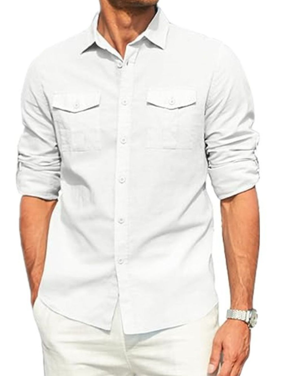 Men's Plus Size Button Down Collared Neck Long Sleeve Shirt - Opulent Empire