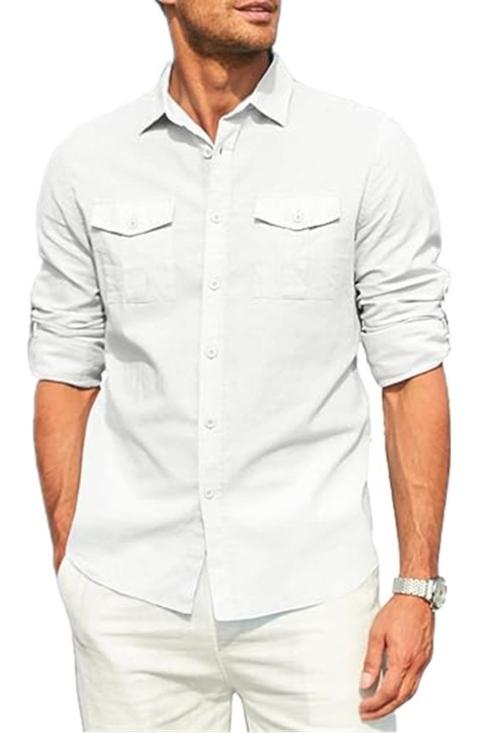 Beaumont — Men's Plus Size Button Down Collared Neck Long Sleeve Shirt, alternate view 4