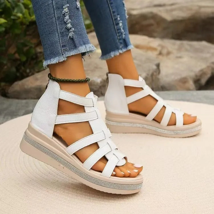 Reese Sorrento — Cutout Rhinestone Trim Wedge Sandals Fashion Footwear, alternate view 5