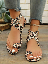 Onyx Bellini — Leopard Print Ankle Strap Flat Sandals Fashion Footwear, alternate view 9