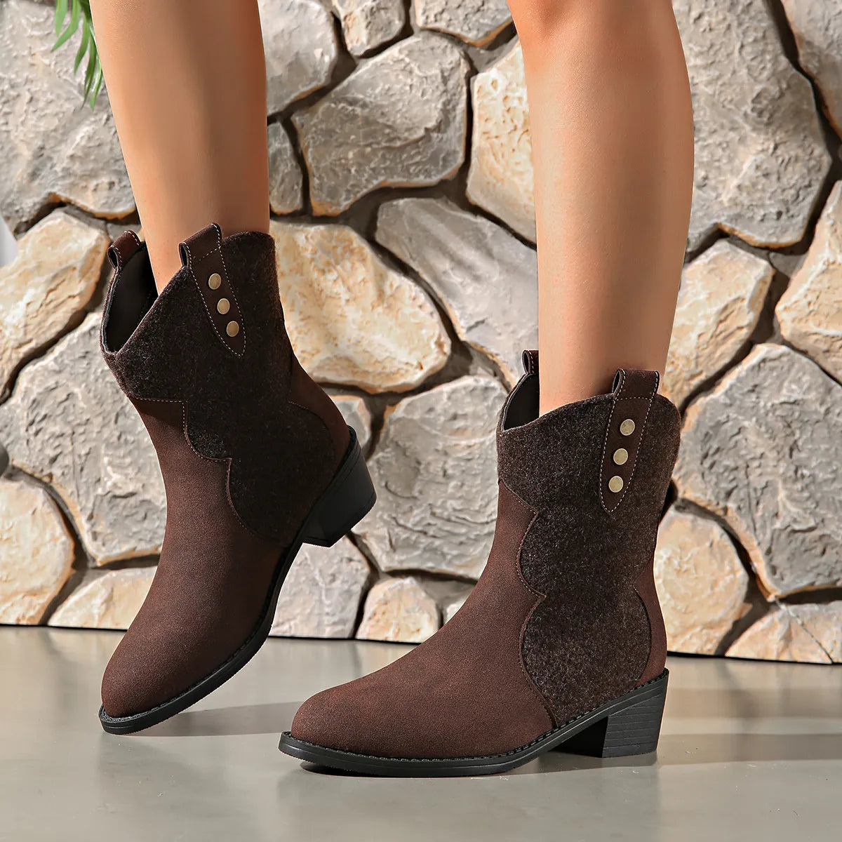 Bellamy Saint-Clair — Round Toe Block Heels Boots Fashion Footwear, alternate view 3