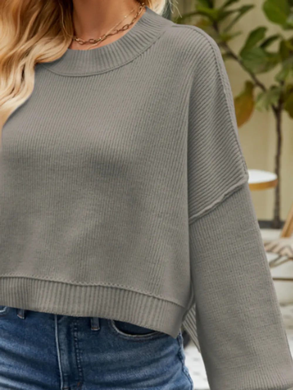 Dove Valmont — Round Neck Lantern Sleeve Sweater, alternate view 10