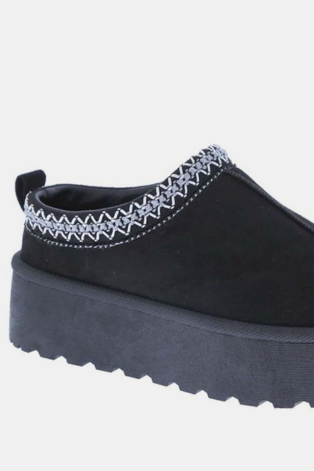 Lior Laurent — Weeboo Platform Embroidered Trim Slip-On Boots Black Fashion Footwear, alternate view 3