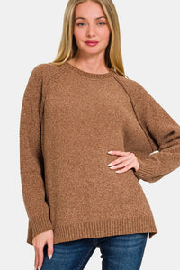 Hollis Moreau — Zenana Side Slit Raglan Sleeve Sweater