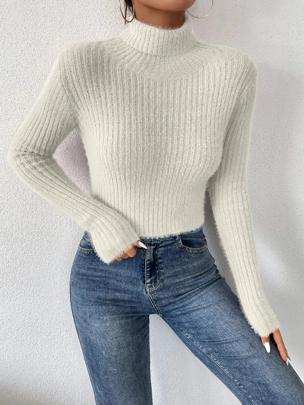 Harbor Fontaine — Ribbed Turtleneck Long Sleeve Sweater, alternate view 9