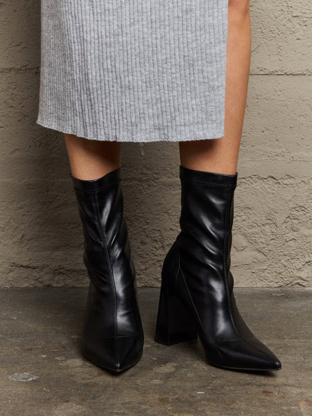 Weeboo Stacy Block Heel Sock Boots - Opulent Empire