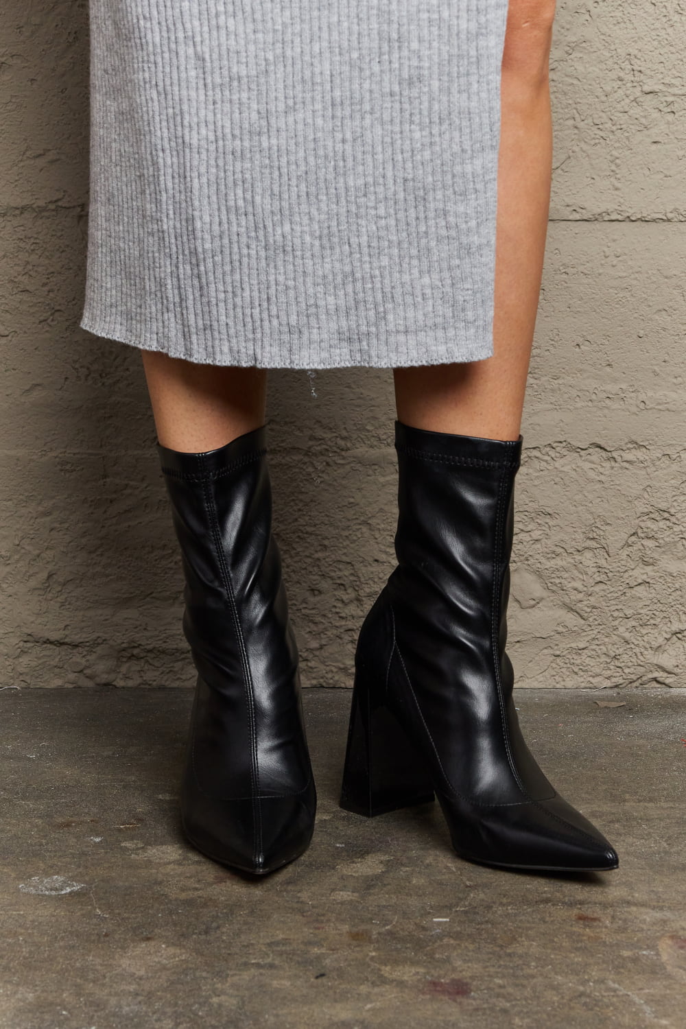 Hollis Laurent — Weeboo Stacy Block Heel Sock Boots