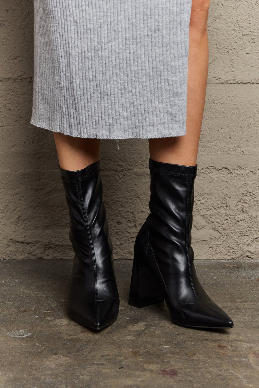 Hollis Laurent — Weeboo Stacy Block Heel Sock Boots