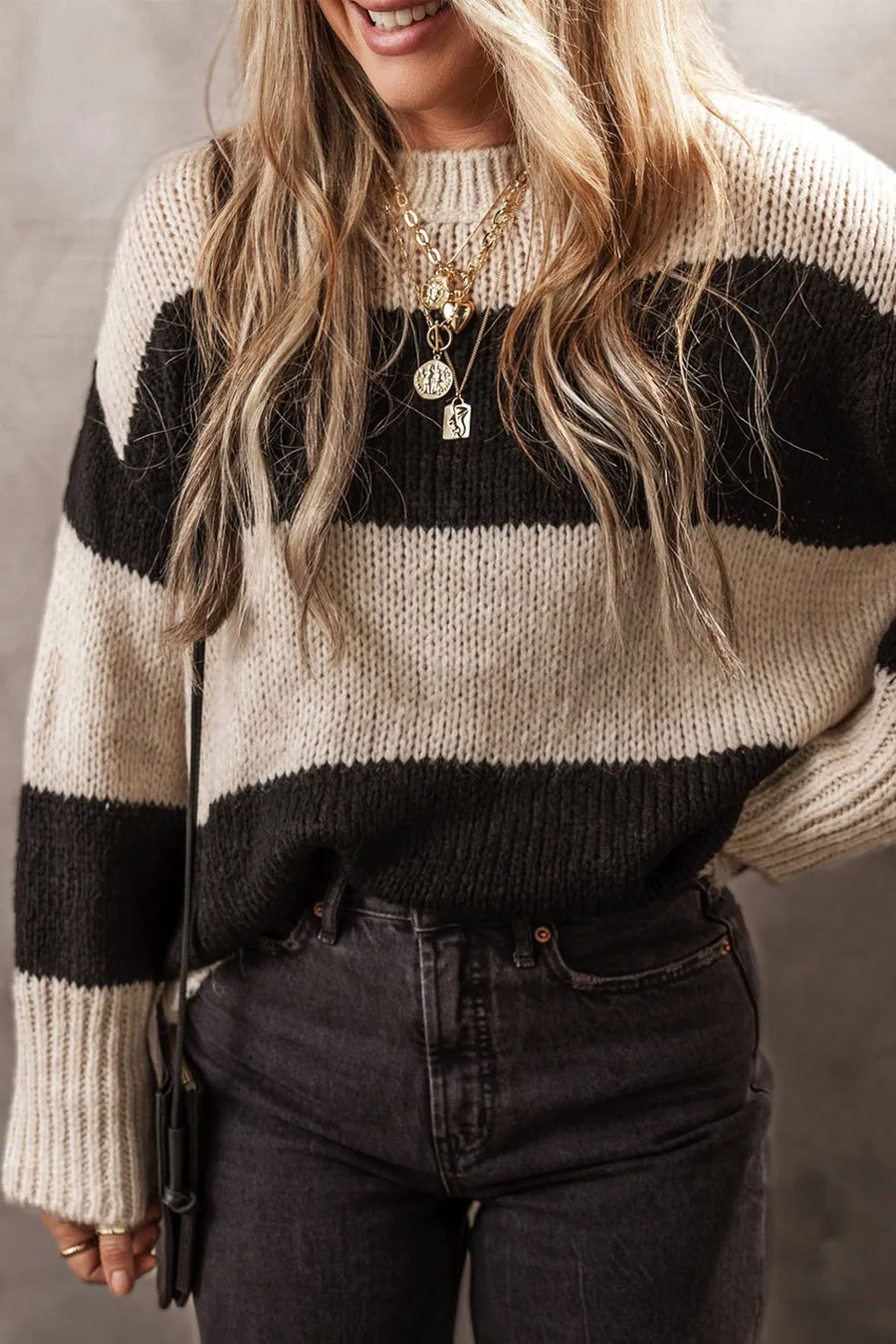 Marlowe Fontaine — Color Block Round Neck Sweater, alternate view 2