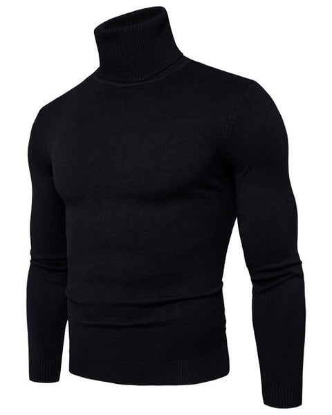 Winter Warm Basic Thermal Turtleneck Sweater Mens Solid Color Slim Fit Clothes Pullover Top