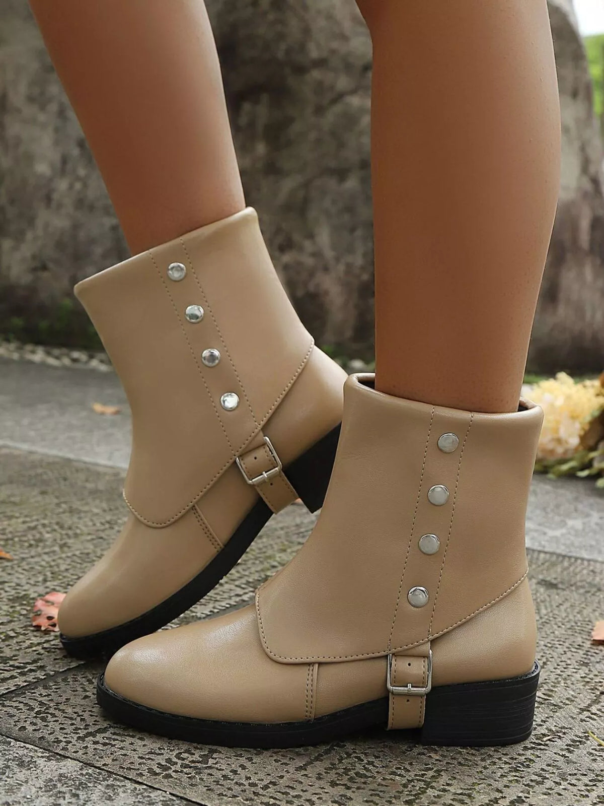 Lior Fiorenza — Buckle Block Heels Boots Fashion Footwear, alternate view 5
