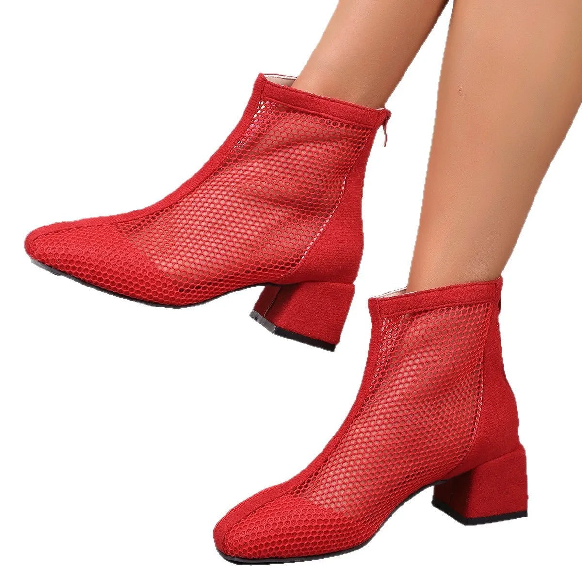 Fable Allegra — Mesh Block Heel Boots, alternate view 11