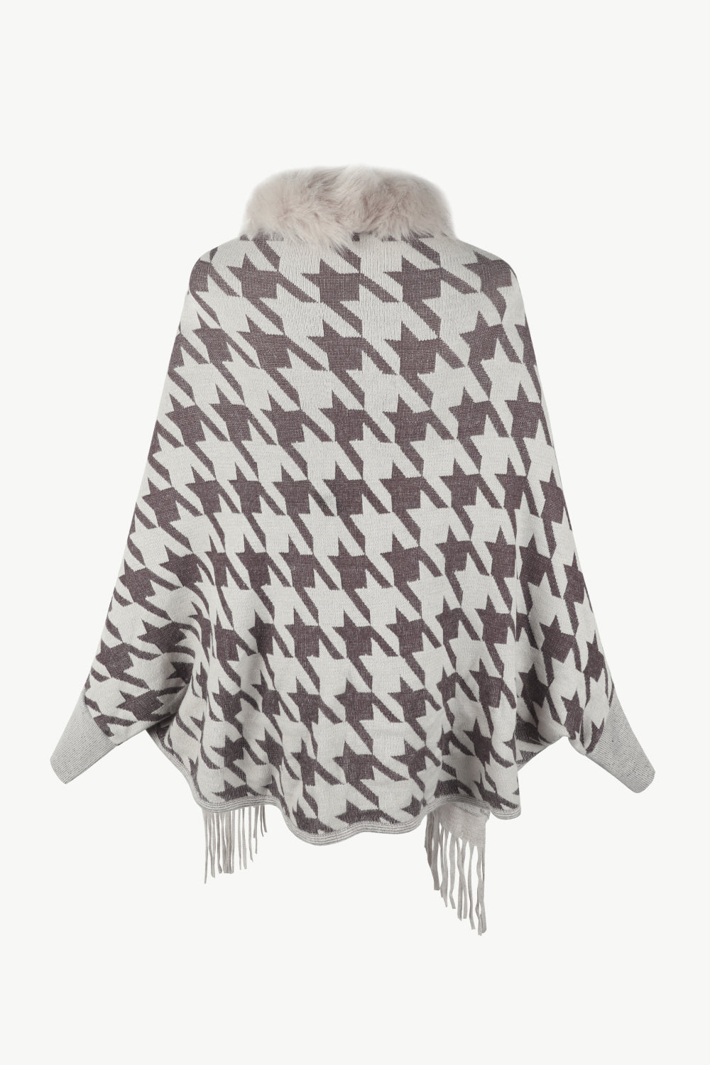 Jules Versailles — Houndstooth Fringe Hem Poncho, alternate view 6