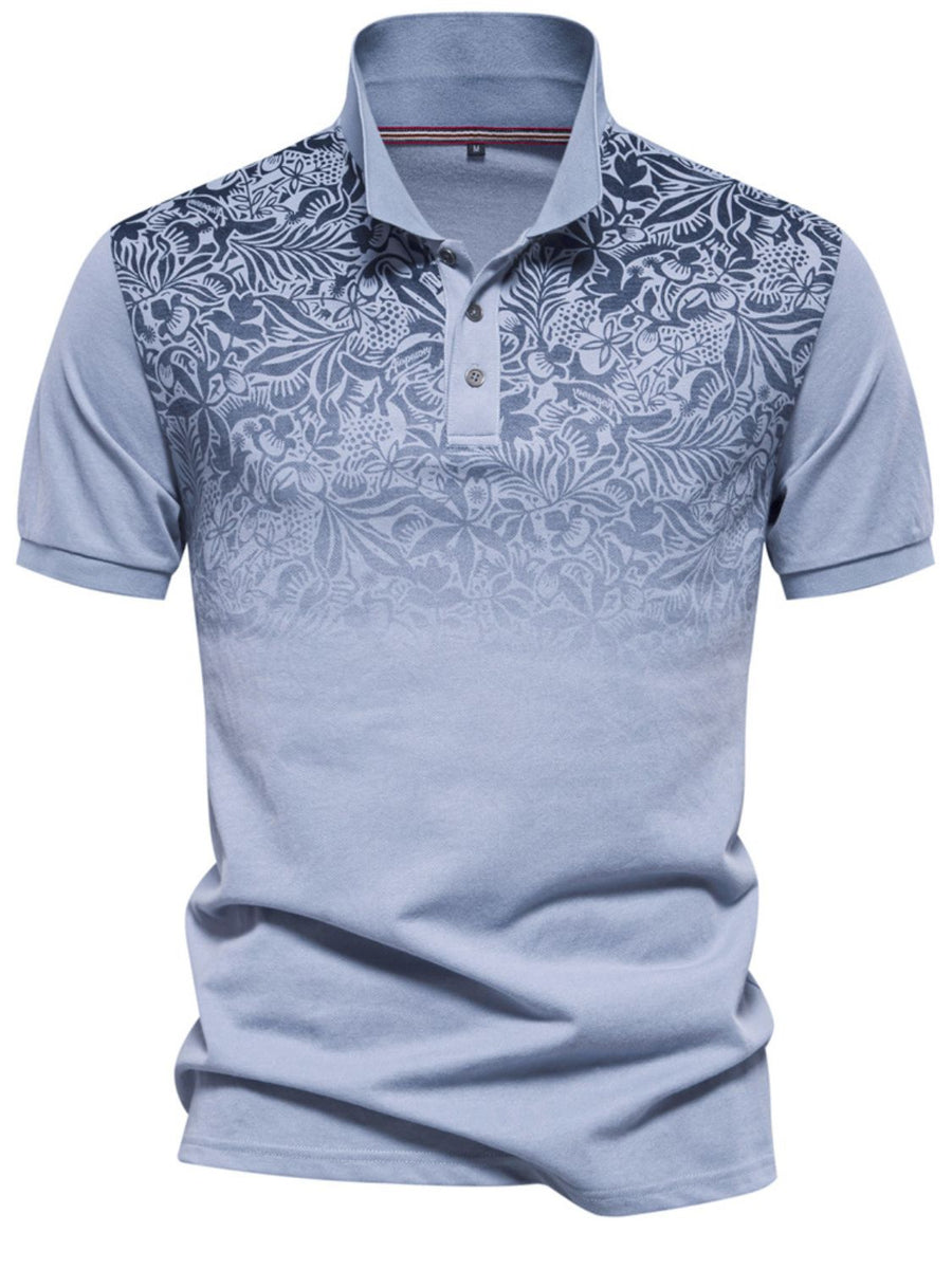 Men's Printed Collared Neck Short Sleeve Polo - Opulent Empire