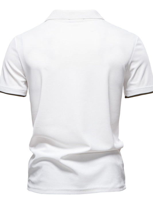 Men's Giraffe Embroidered Collared Neck Contrast Polo - Opulent Empire