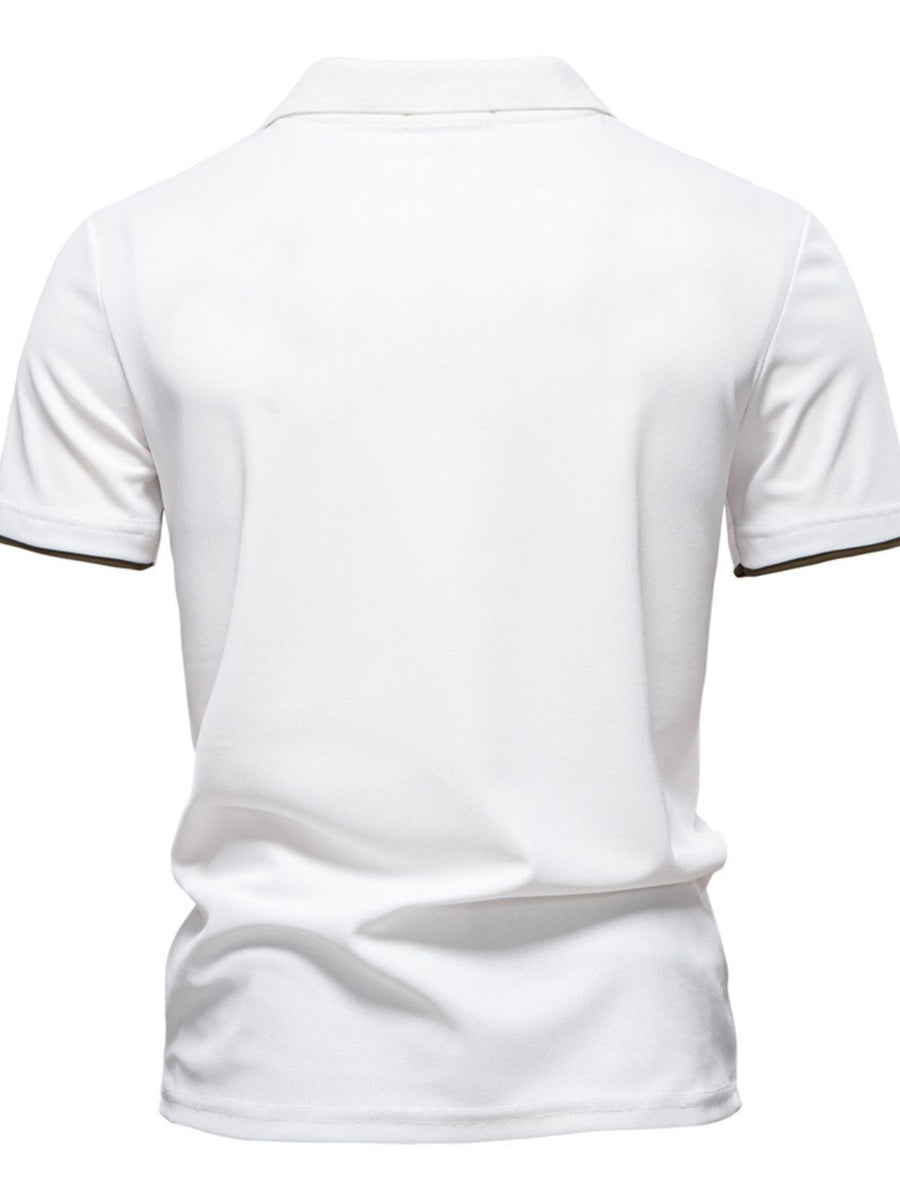 Thierry — Men's Giraffe Embroidered Collared Neck Contrast Polo, alternate view 2