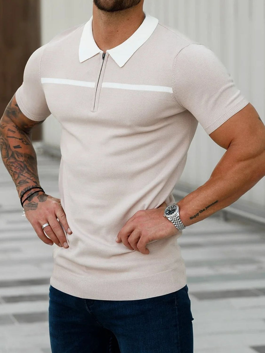 Evander — Men's Plus Size Collared Neck Short Sleeve Polo Dust Storm Men's Tailored Shorts