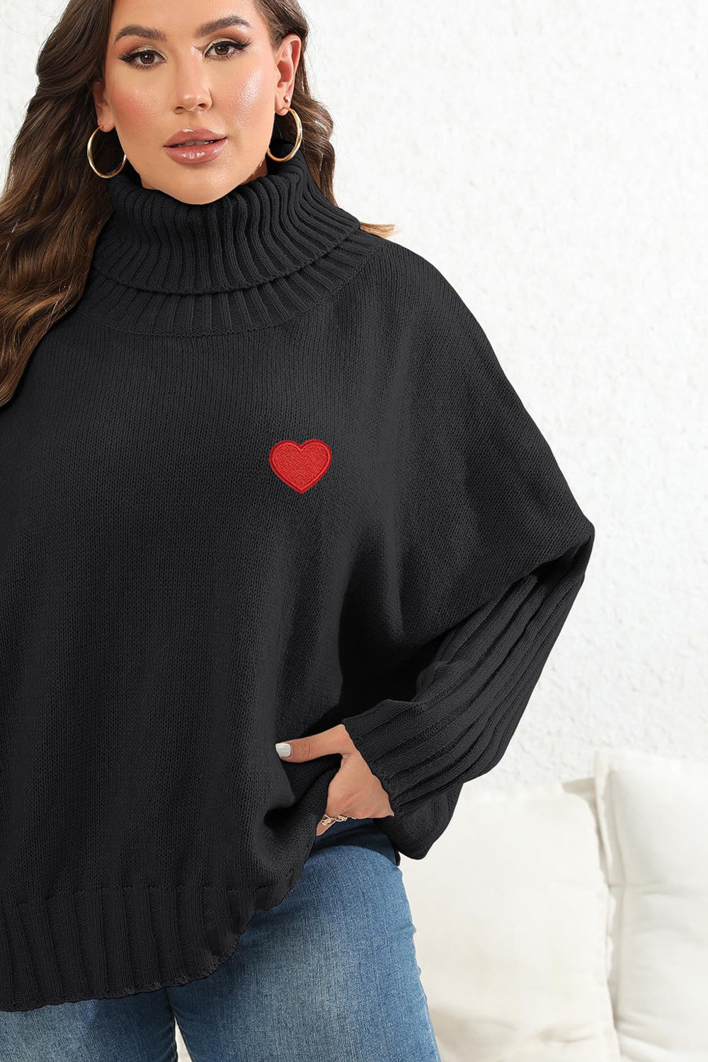 Winter Moreau — Plus Size Turtle Neck Long Sleeve Sweater, alternate view 3