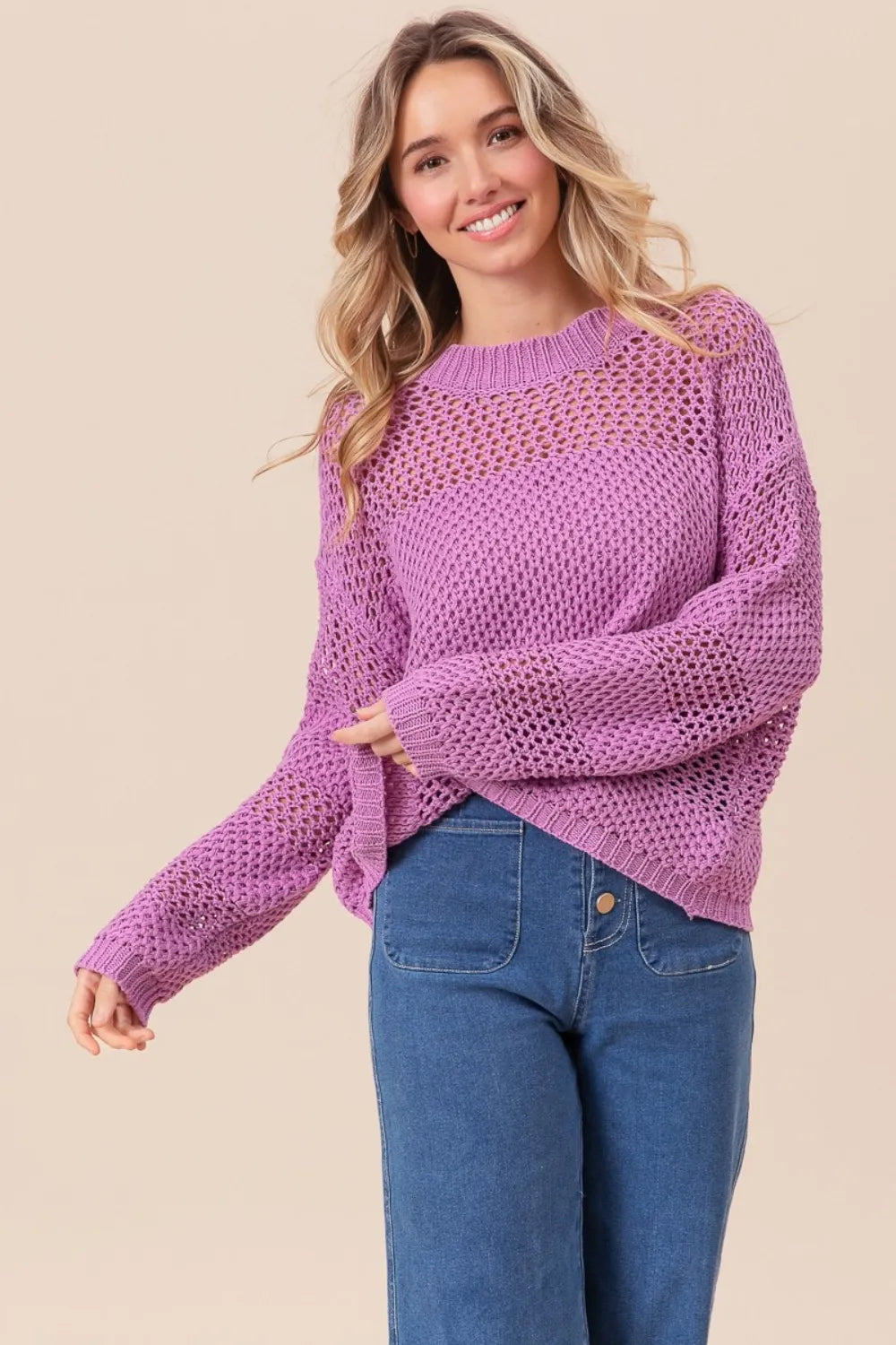 Ivory Rivière — BiBi Openwork Long Sleeve Knit Top, alternate view 6