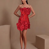 Camélia Voss — Strapless Floral Beaded Bandage Mini Dress, alternate view 10
