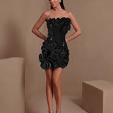 Camélia Voss — Strapless Floral Beaded Bandage Mini Dress, alternate view 6