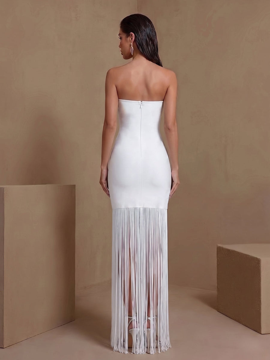 Eirlys Valenne — Snowflake Fringe Strapless Bandage Dress, alternate view 5