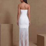 Eirlys Valenne — Snowflake Fringe Strapless Bandage Dress, alternate view 5