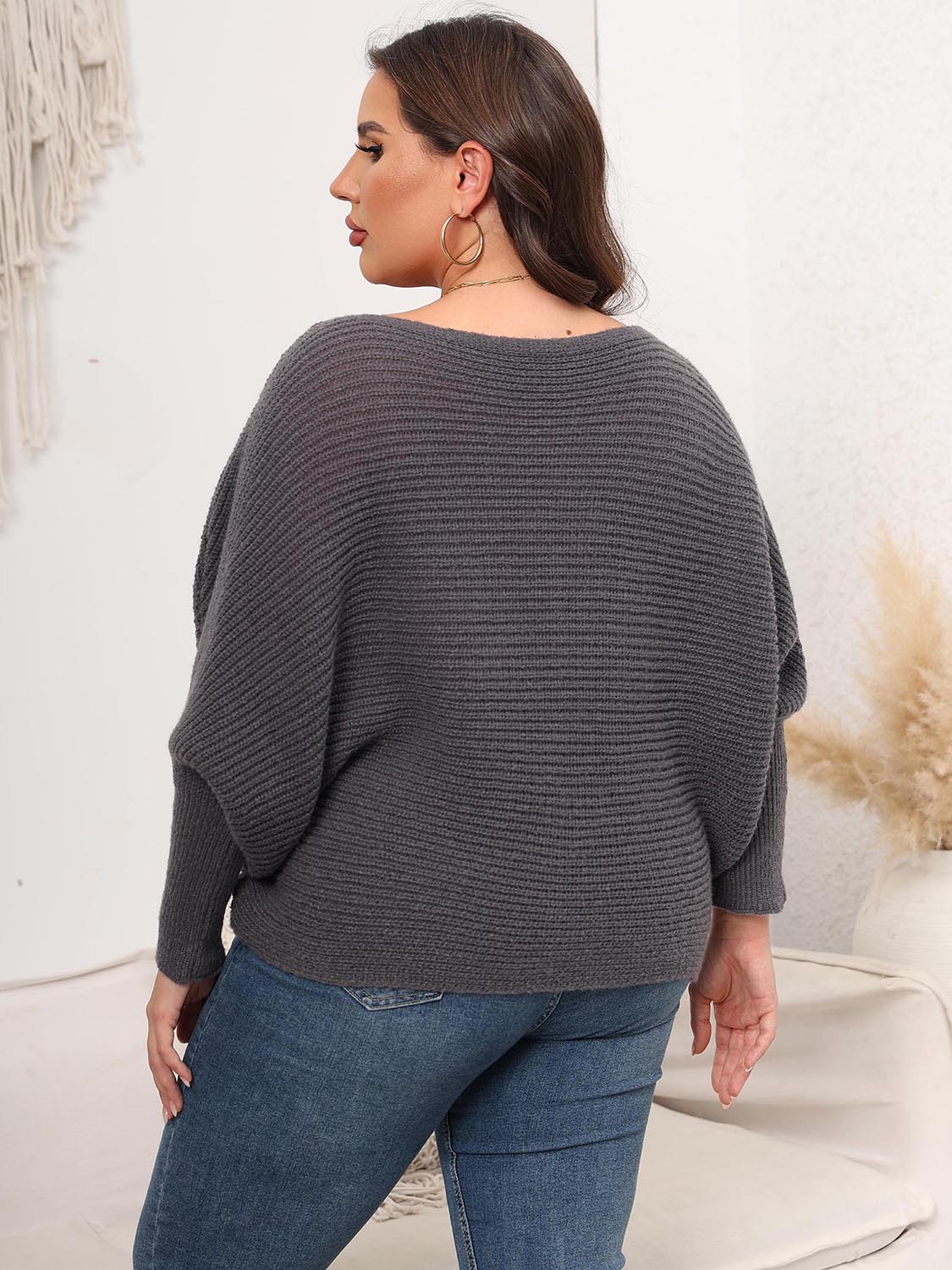 Sage Moreau — Full Size Boat Neck Batwing Sleeve Sweater, alternate view 15