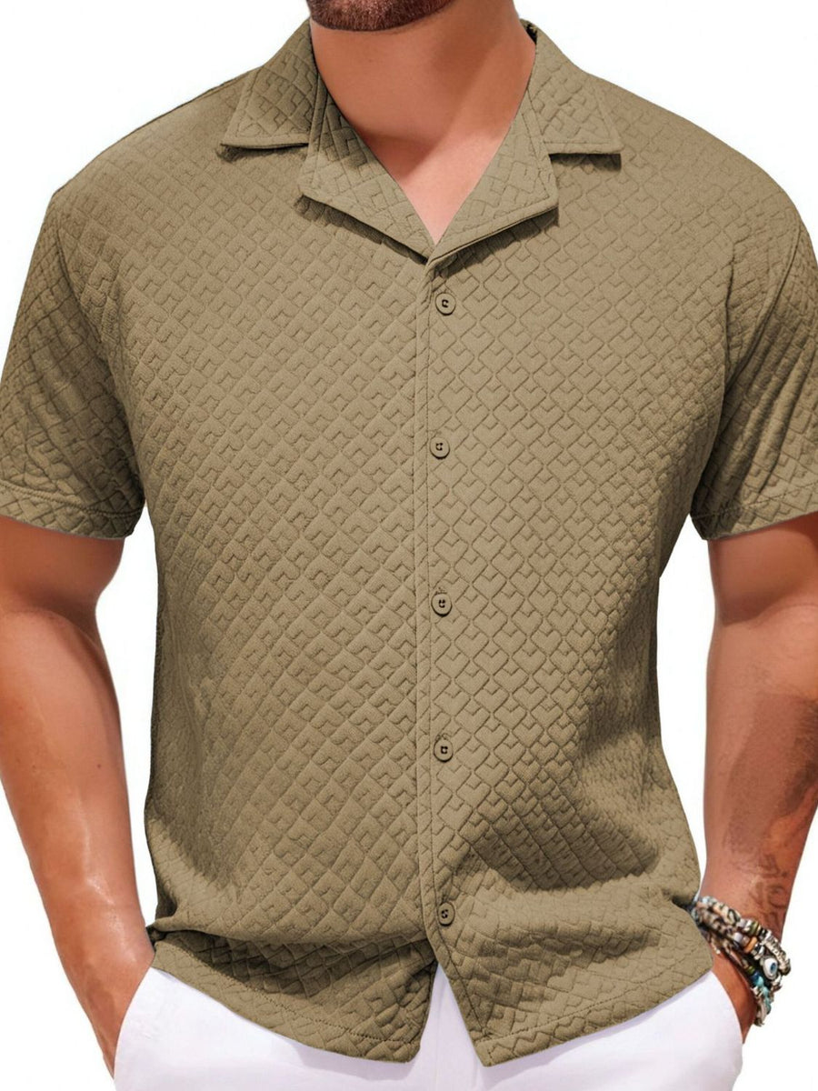Cassian — Men's Plus Size Button Down Short Sleeve Shirt, alternate view 2