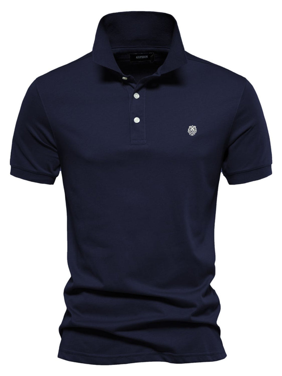 Men's Embroidered Collared Short Sleeve Polo - Opulent Empire
