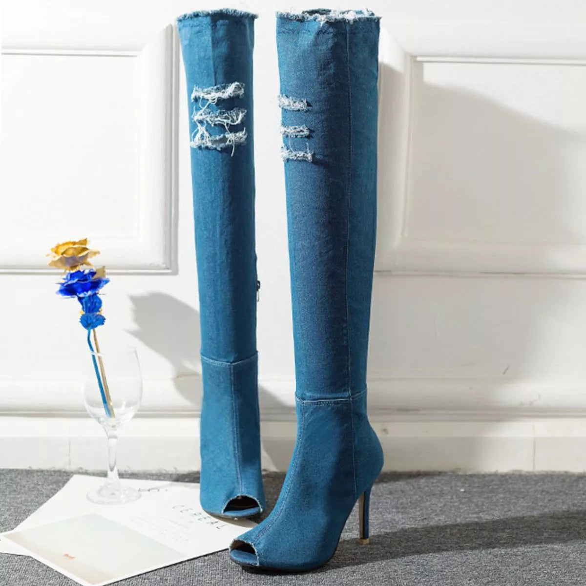 Lior Rosetti — Peep Toe Stiletto Boots Fashion Footwear